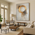 Gold Circle Abstraction - Elegant Minimalist Abstract Painting GAB0584
