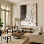 Curved Lines on Neutral Abstract Painting with Gentle Flow WINK181