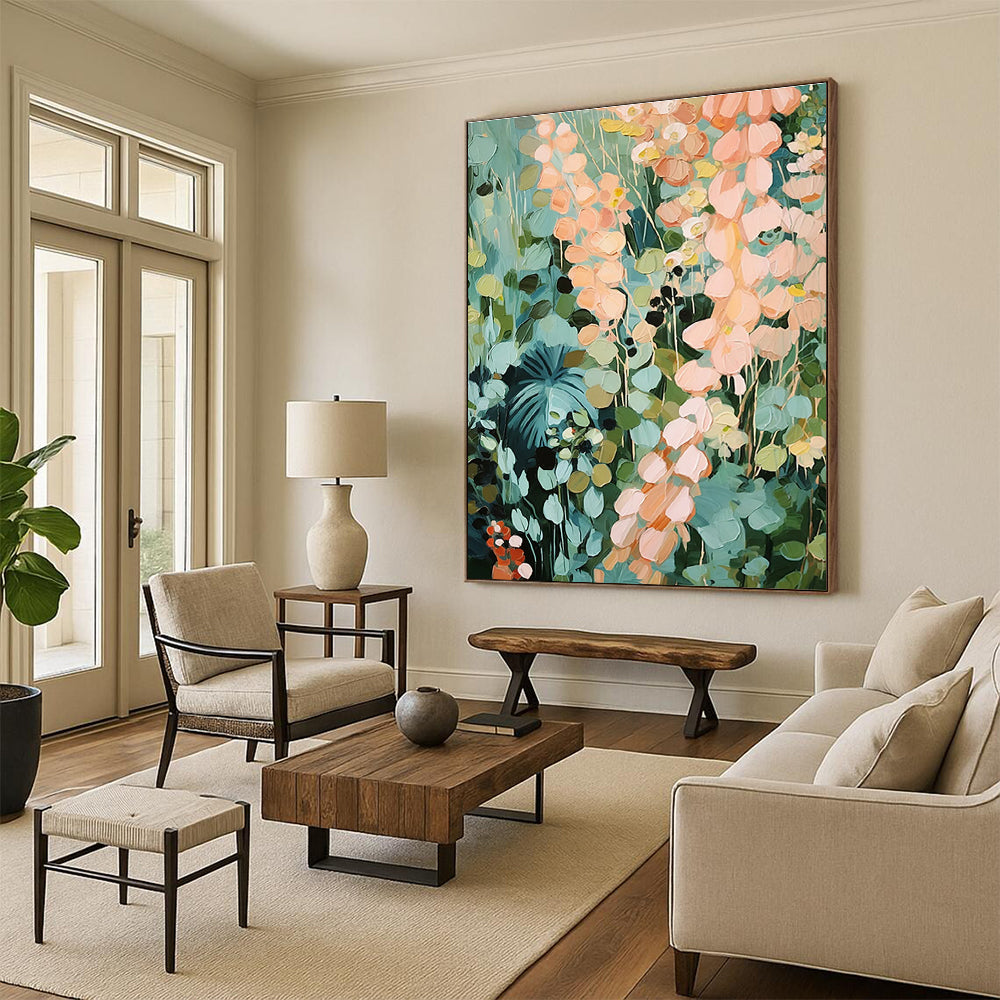 Soft Floral Field Abstract Painting for Relaxing Sunrooms HENG428