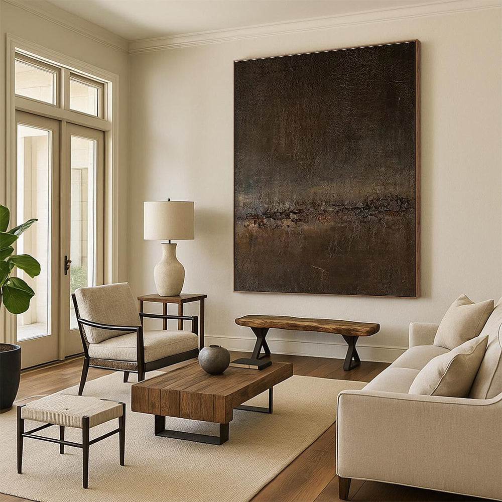 Dark Textured Abstract Painting for Sophisticated Hotel Bars HENG057