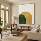 Green and Yellow Arches Abstract Painting of Playful Geometry GAB0095