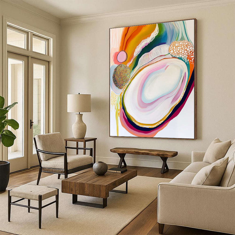 Colorful Abstract Agate Painting for Trendy Boutiques GAB1135