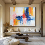 Blue and Pink Abstract Painting with Gentle Color Blends ABS422