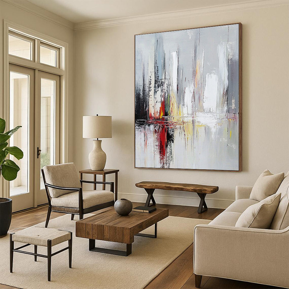 Subtle City Reflections - Muted Urban Abstract Painting GAB0575