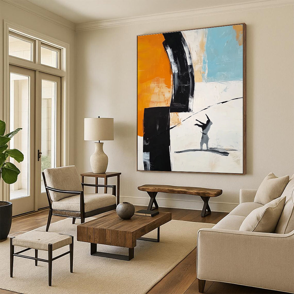 Figure and Color Block Abstract Painting for Contemporary Office Collaboration Zones GAB1193