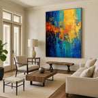 Blue Orange Abstract Painting with Striking Contrast WINK768