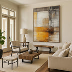 Brown Gray Yellow Abstract Painting with Industrial Charm WINK470