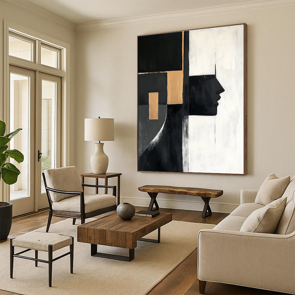 Geometric Face - Inspired Abstract Painting for Modern Art Galleries GAB0884