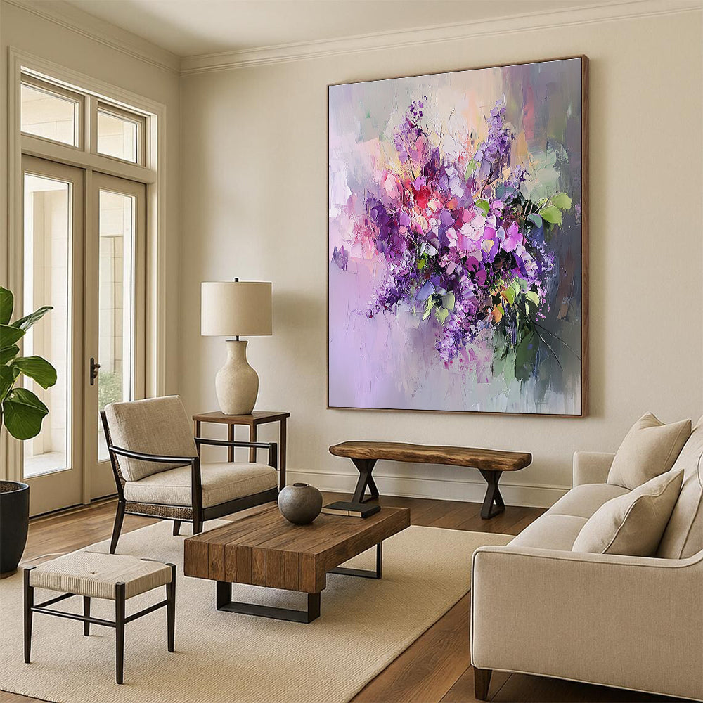 Colorful Flower Bouquet Abstract Painting with Textured Blooms GAB0045