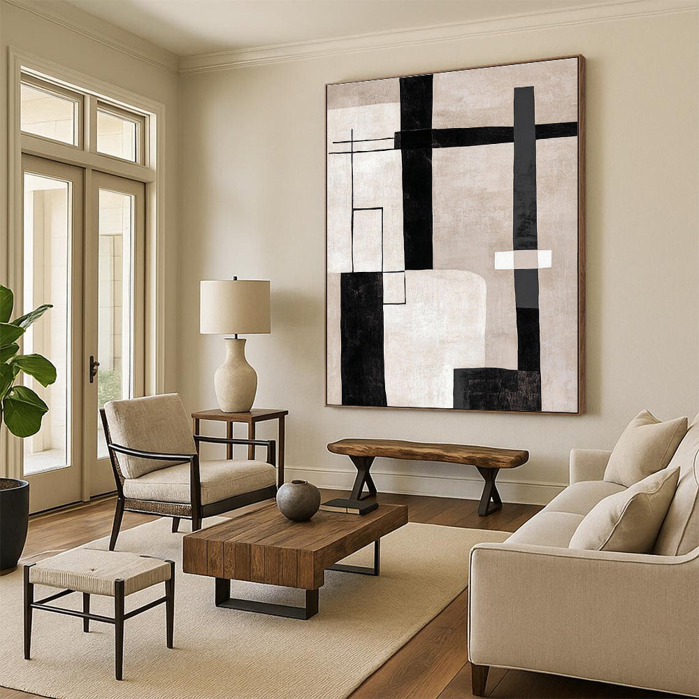 Geometric Neutral Abstract Painting for Industrial - Chic Lofts GAB0781