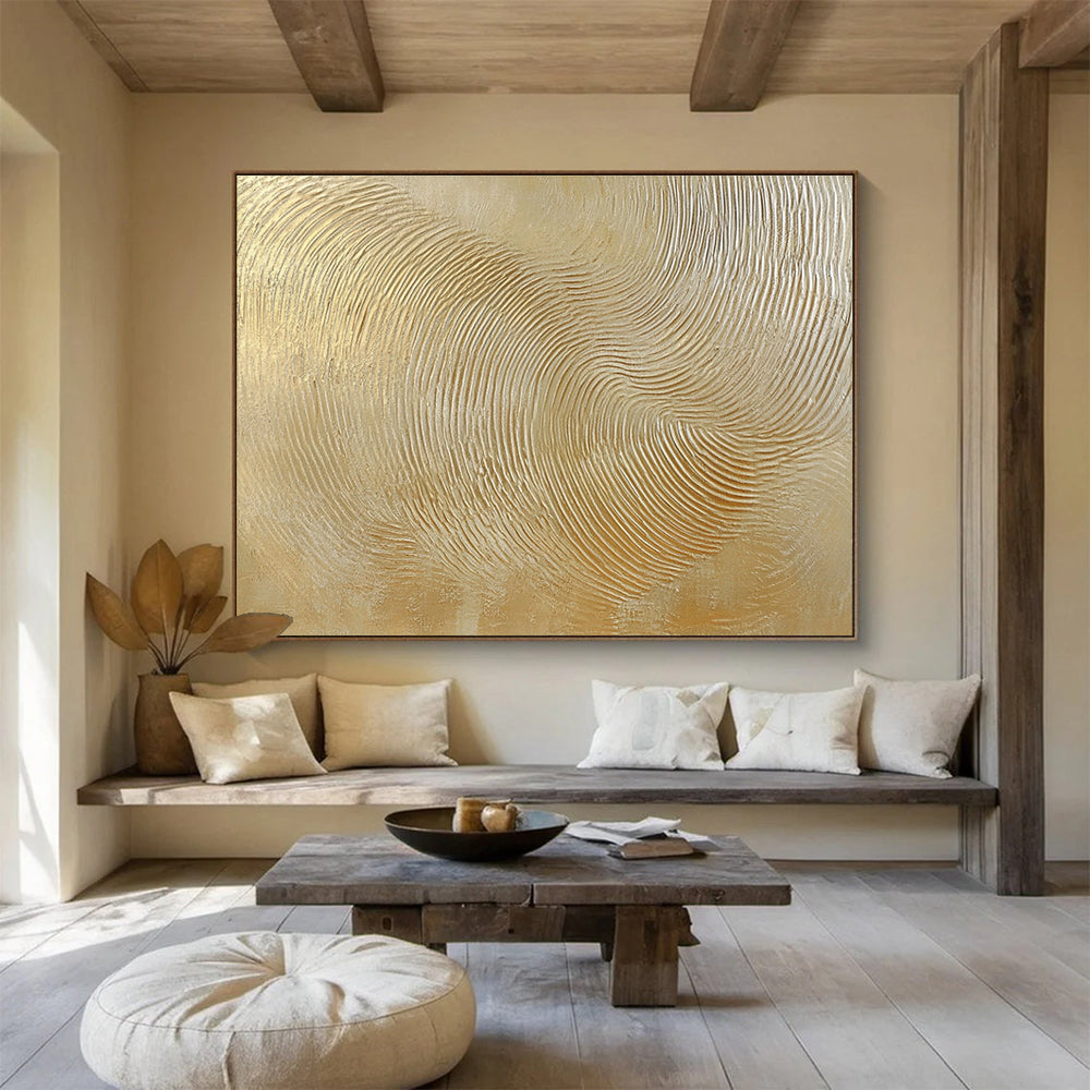 Luxurious Golden Waves Art Celebrating Opulence and Dynamic Movement Abstract Painting ABS150