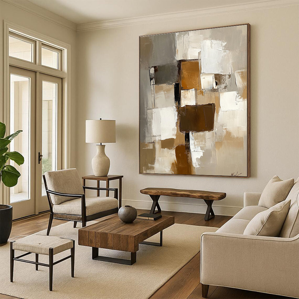 Geometric Abstract Blocks Painting with Structured Simplicity WINK337