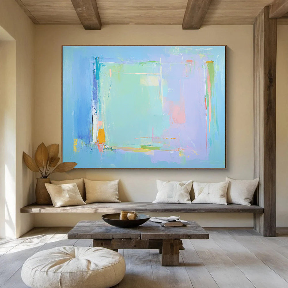 Pastel Color Field Abstract Painting with Soft Blended Hues ABS535