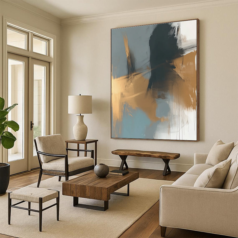 Gray Gold Abstract Painting with Subtle Luxury WINK780