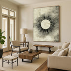 Sunburst on Beige Abstract Painting with Retro Energy WINK114