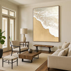 Sandy Beach with White Waves Abstract Painting with Coastal Charm GAB0077