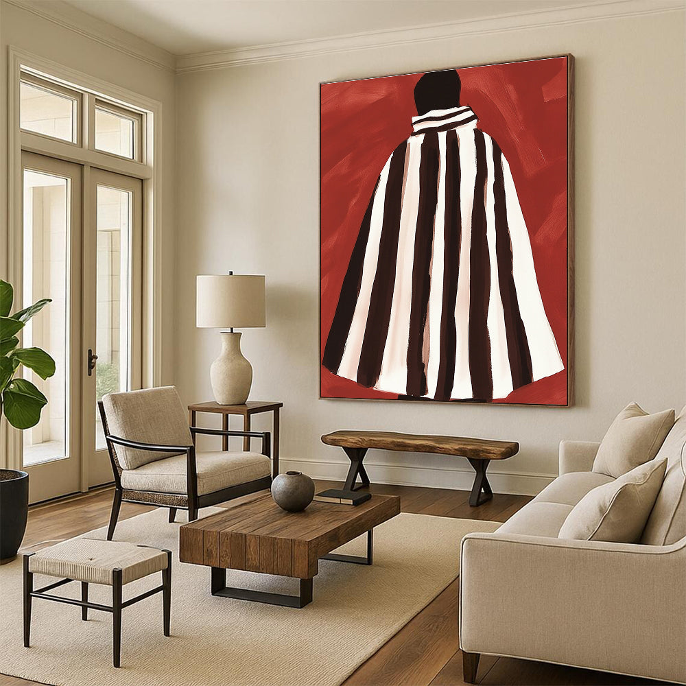 Striped Cloak Figure Abstract Painting with Bold Patterns GAB0052