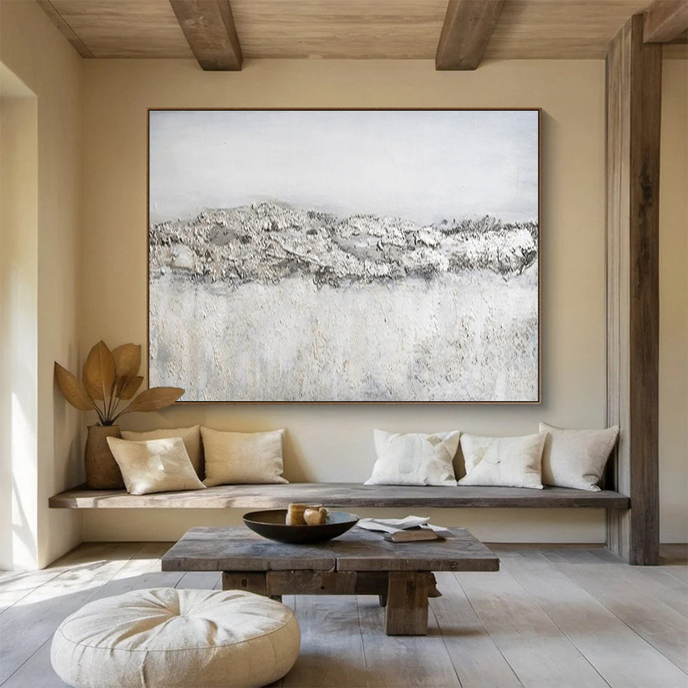 Textured Gray Abstract Painting for Minimalist Art Galleries YHT262
