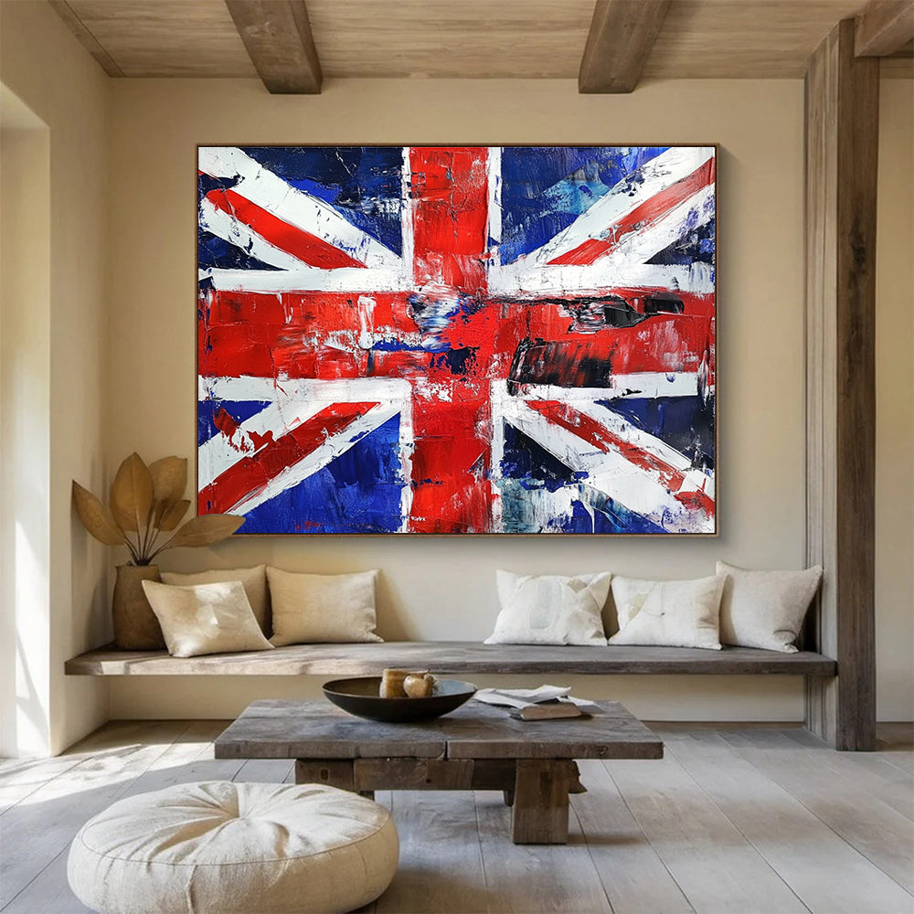 Textured Union Jack with Distressed Look Abstract Painting ABS359