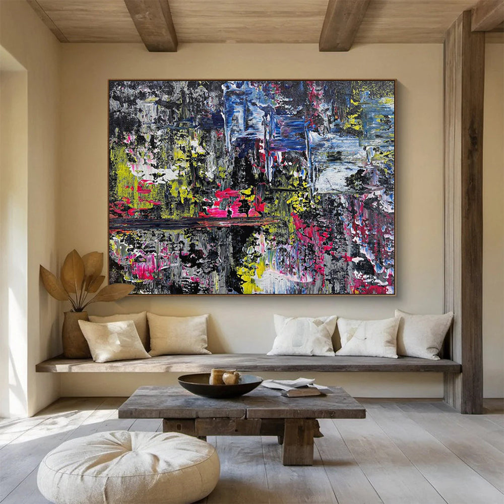 Vibrant Abstract Nightscape Painting for Lively Bar Lounges YHT338
