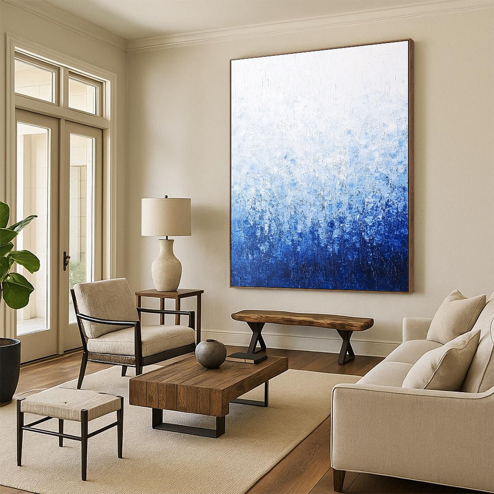 Blue and White Gradient Abstract - Serene Minimalist Abstract Art GAB0468