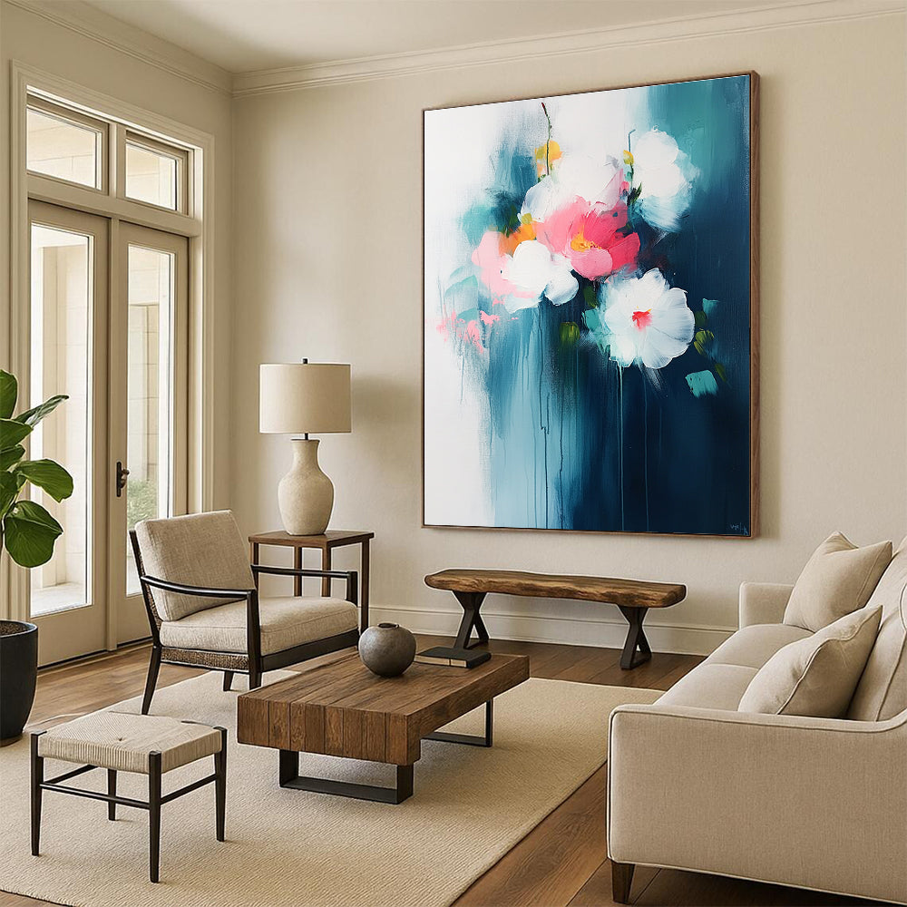 Abstract Flower Bouquet Painting for Romantic Dining Areas GAB1145
