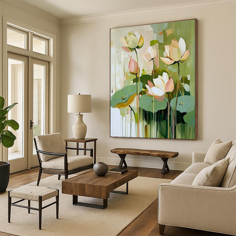 Lotus Flower Bunch - Elegant Floral Abstract Painting GAB0619