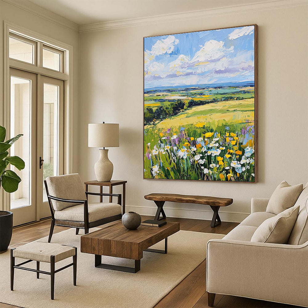 Colorful Field Landscape Expressive Abstract Painting for Countryside Lovers GAB1477
