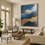 Abstract Seaside with Gold Accents Painting for Luxury Beachfront Residences GAB1123