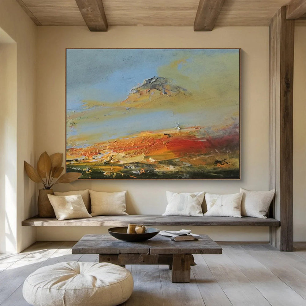 Mountain Sunset Abstract Vibrant Landscape Painting for Art - Loving Homes YHT041