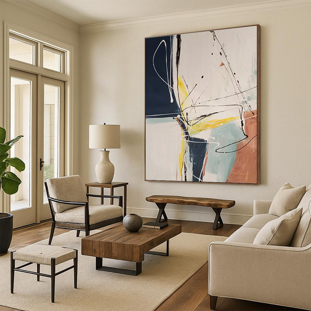 Energetic Line and Color Abstract Painting for Advertising Agency Meeting Rooms HENG037