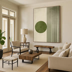 Green Circle and Lines Abstract Painting for Modern Minimalist Interiors GAB1370