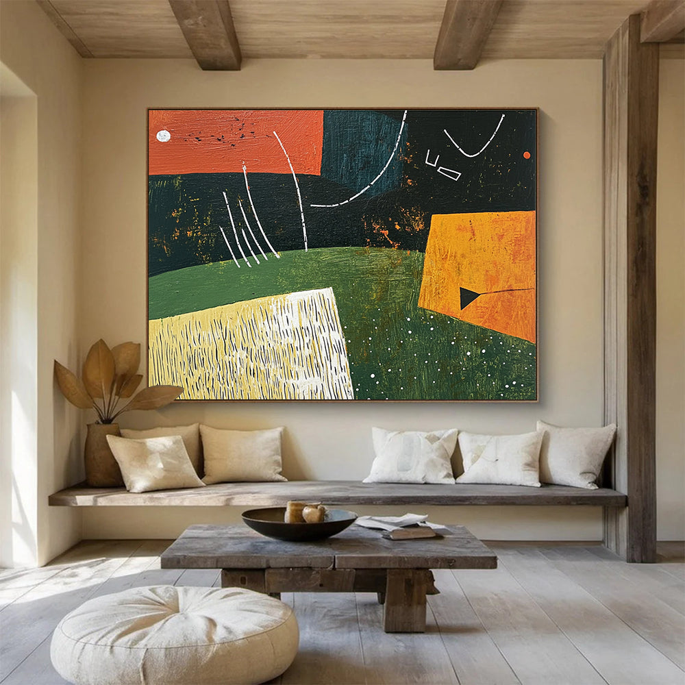 Geometric Abstract Landscape  Whimsical Nature ABS111