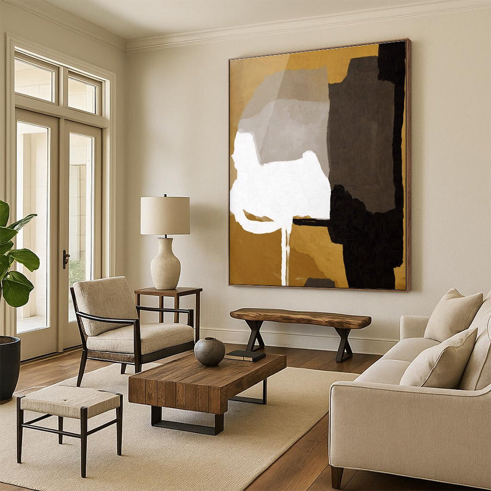 Modern Geometric Color Block Abstract Painting for Sleek Interiors HENG236