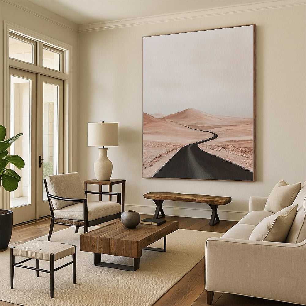 Desert Road Landscape Minimalist Scenic Abstract Painting GAB0231