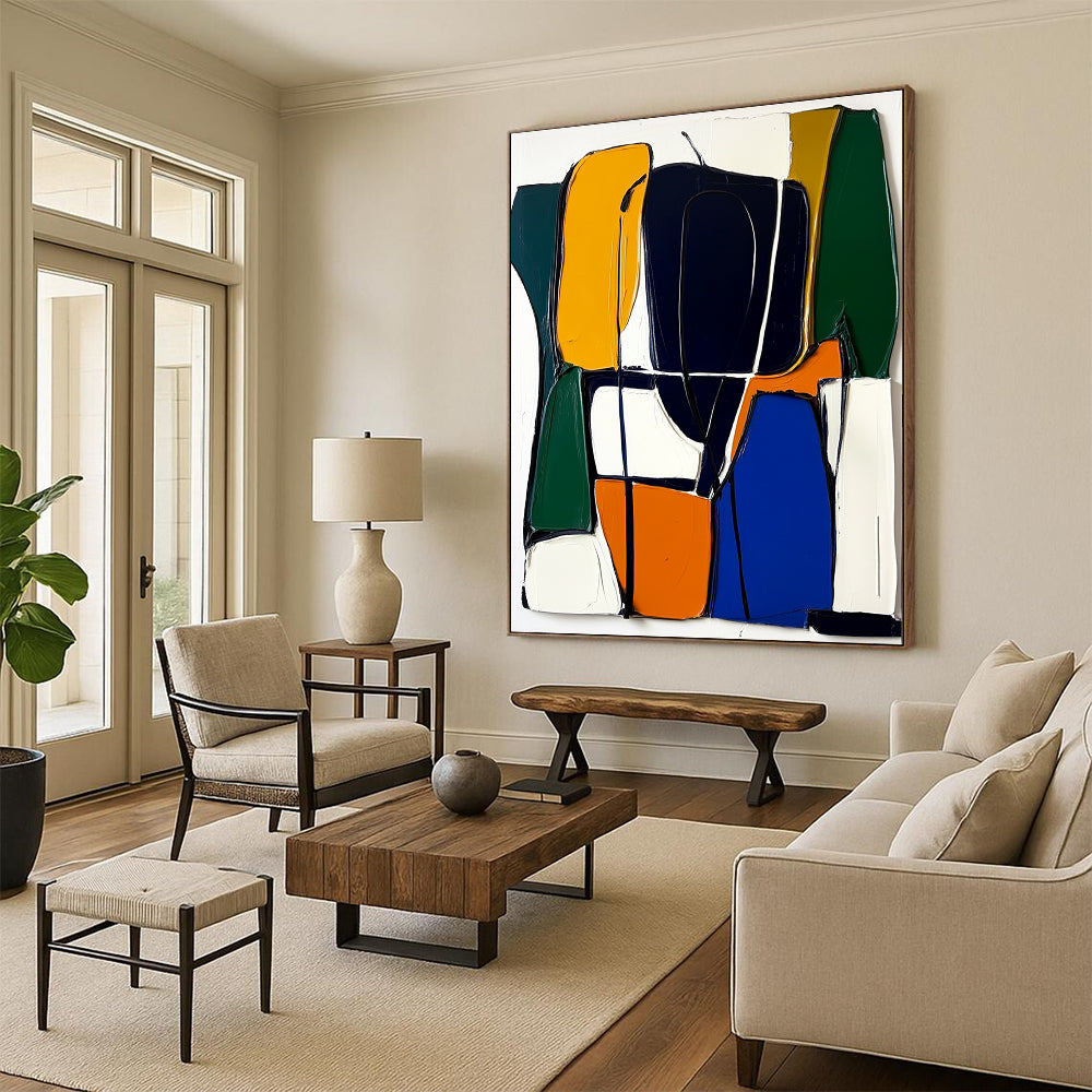 Colorful Geometric Abstract Painting with Textured Layers WINK613