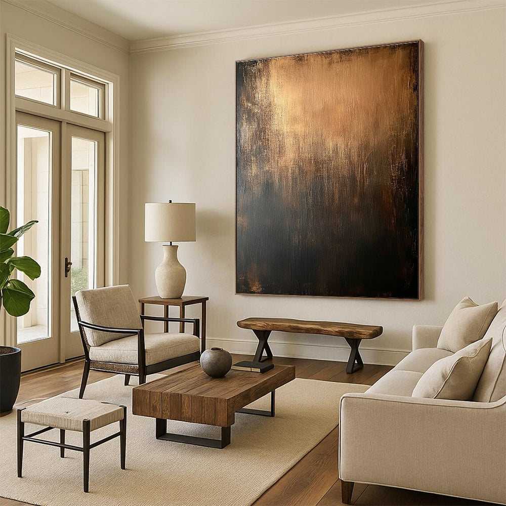 Bronze and Black Gradient Abstract Painting with Rich Depth WINK118