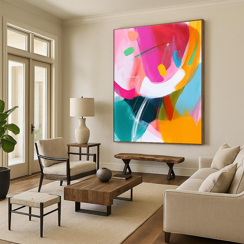 Vibrant Color Fusion Abstract Painting with Bold Vitality WINK298