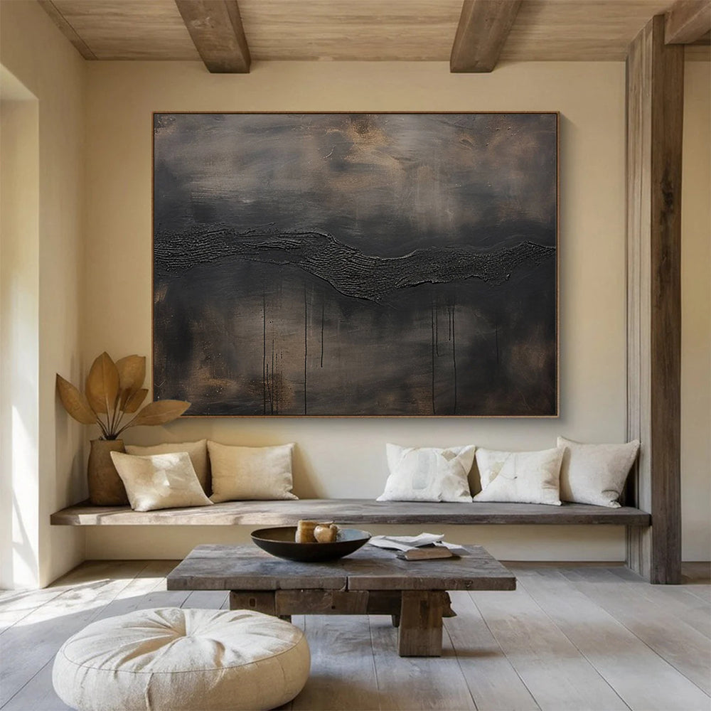Dark Textured Abstract Painting for Sophisticated Art Galleries YHT390