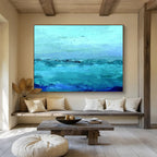 Blue Abstract Sea with Layered Brushstrokes Abstract Painting ABS360