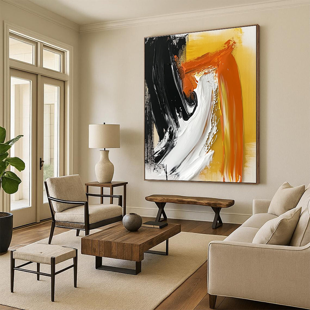 Bold Color Stroke Abstract Painting with Dynamic Contrast WINK816