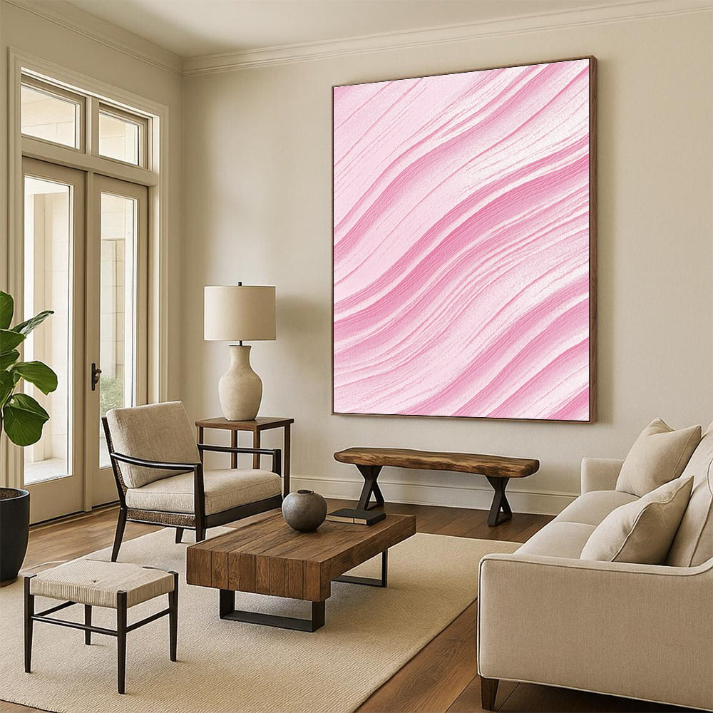 Pink - Wave Abstract Painting with Flowing Lines WINK866
