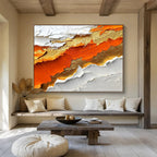 Textured Orange - Gold Abstract Painting with Rich, Tactile Layers ABS483