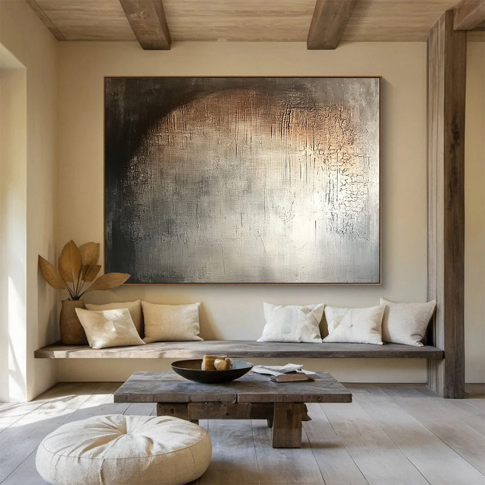 Moody Textured Neutral Understated Drama Abstract Painting ABS125