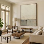 Minimalist Grey and White Abstract Painting with Subtle Marks GAB0075