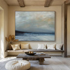 Misty Sea at Dusk Ethereal Abstract Painting for Serene Spaces YHT021