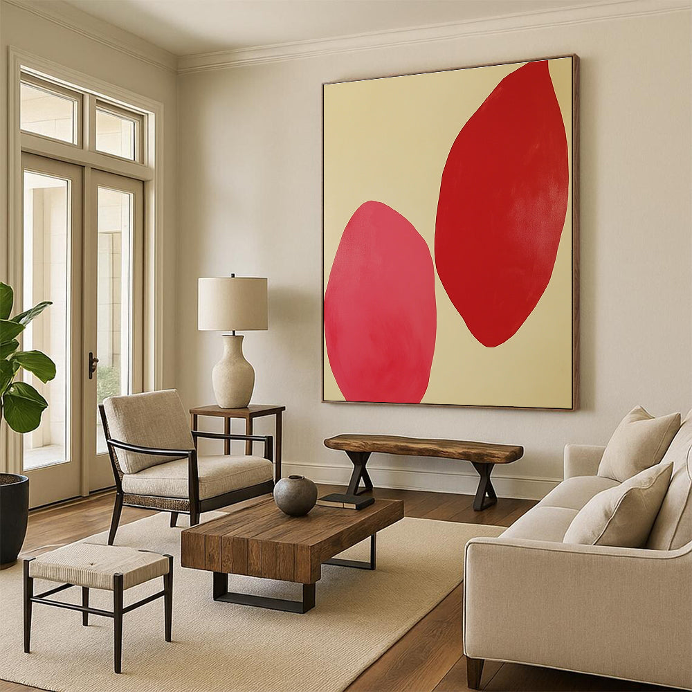 Red - Pink Abstract Painting with Minimalist Elegance WINK538