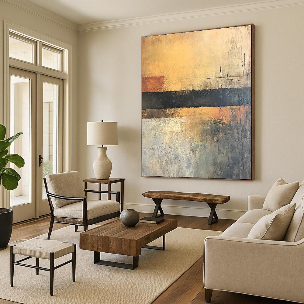 Minimalist Horizon Abstract Painting with Quiet Contemplation WINK762