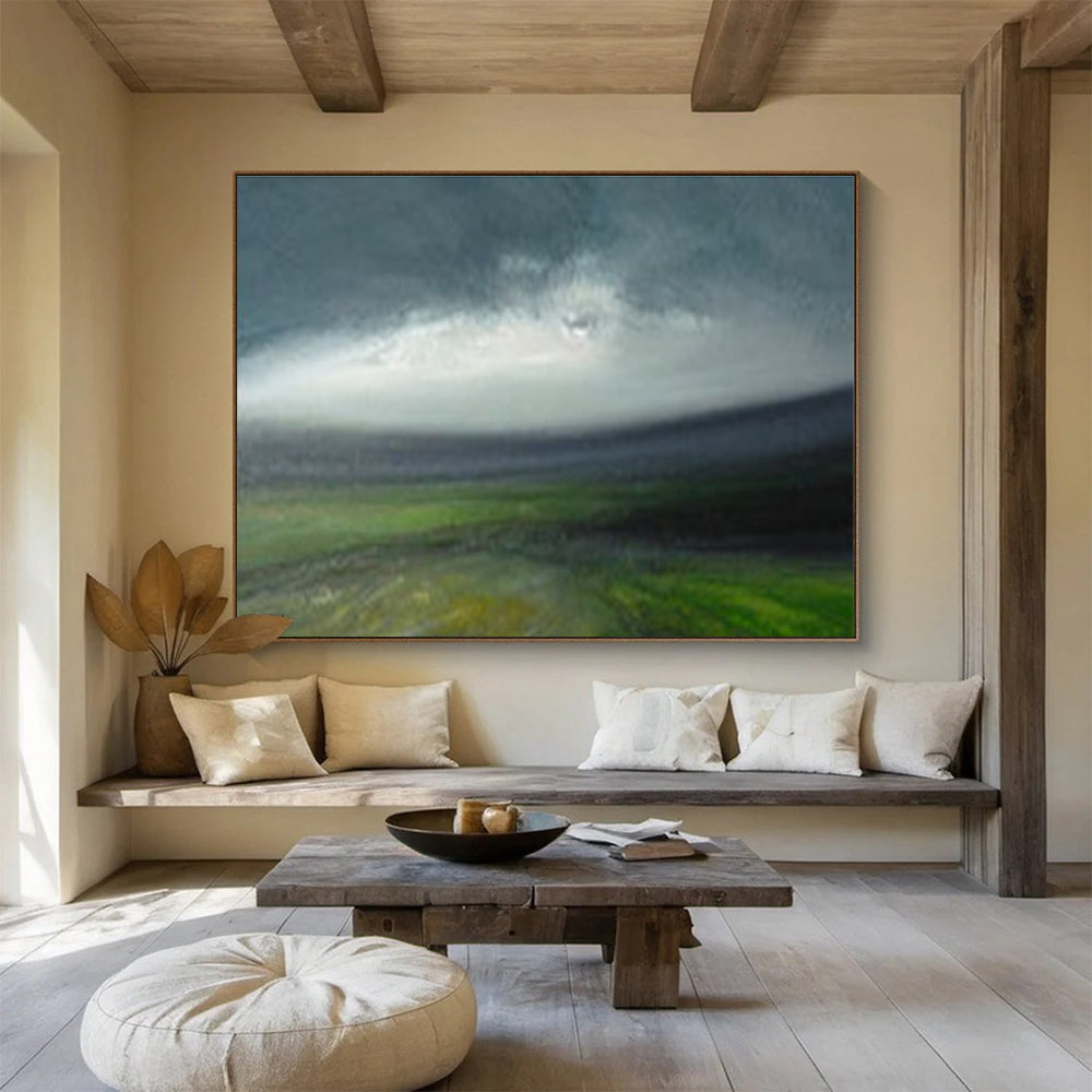 Blurry Landscape Abstract Painting for Calm Interiors YHT005