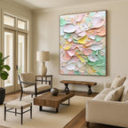 Pastel Color Palette Knife Painting Vibrant Abstract Art for Cheerful Spaces GAB1443